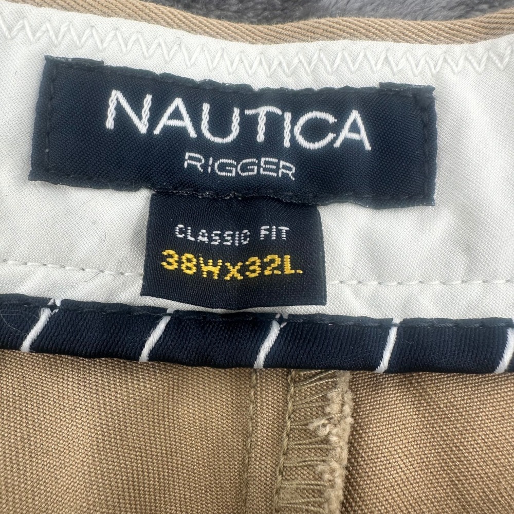 NEW Nautica Mens Rigger Performance Classics Pleated Chino Pants Khaki 38x32 NWT - Picture 3 of 9